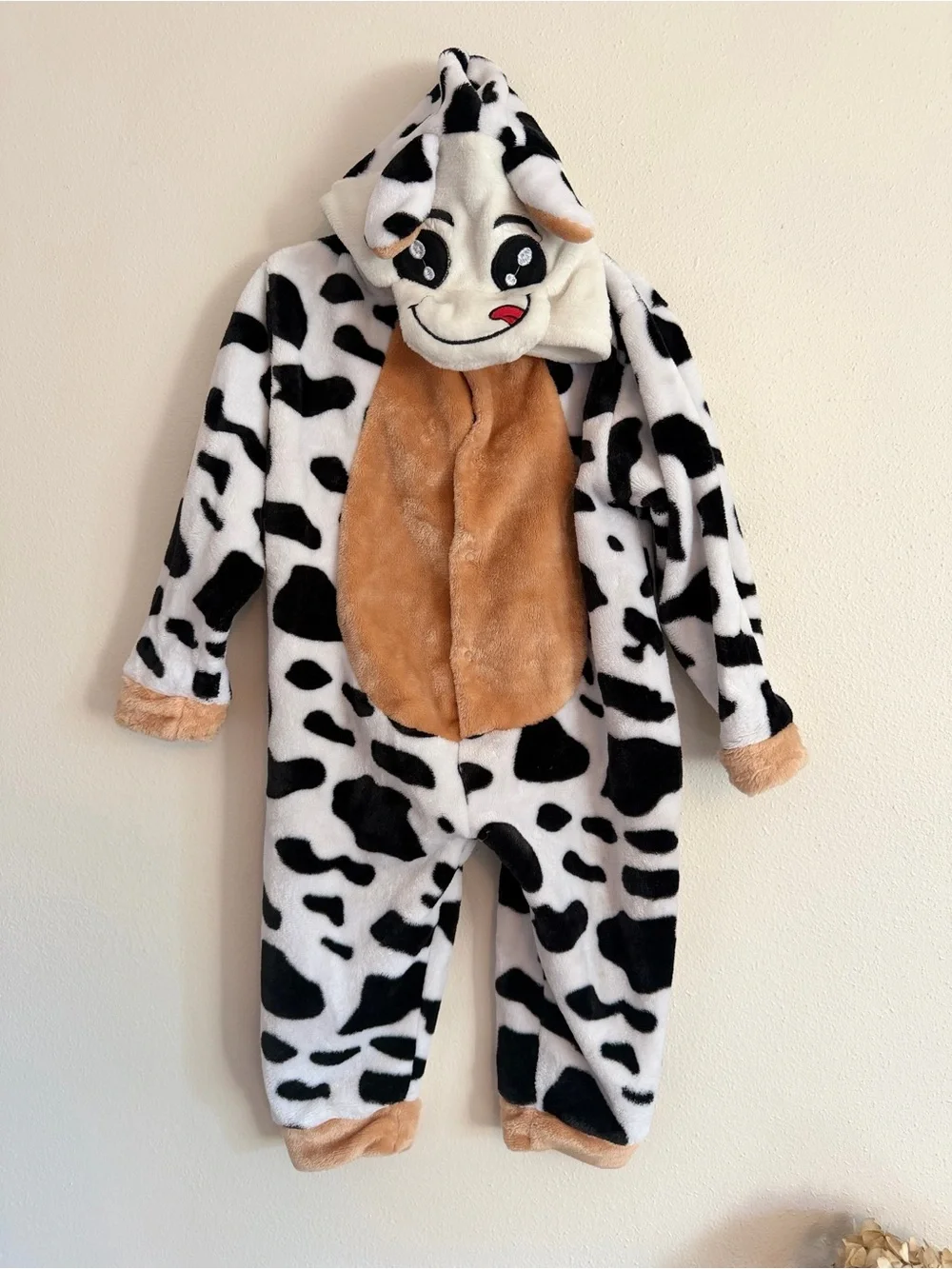 Kids Cow Onesie with Hood - Black & White